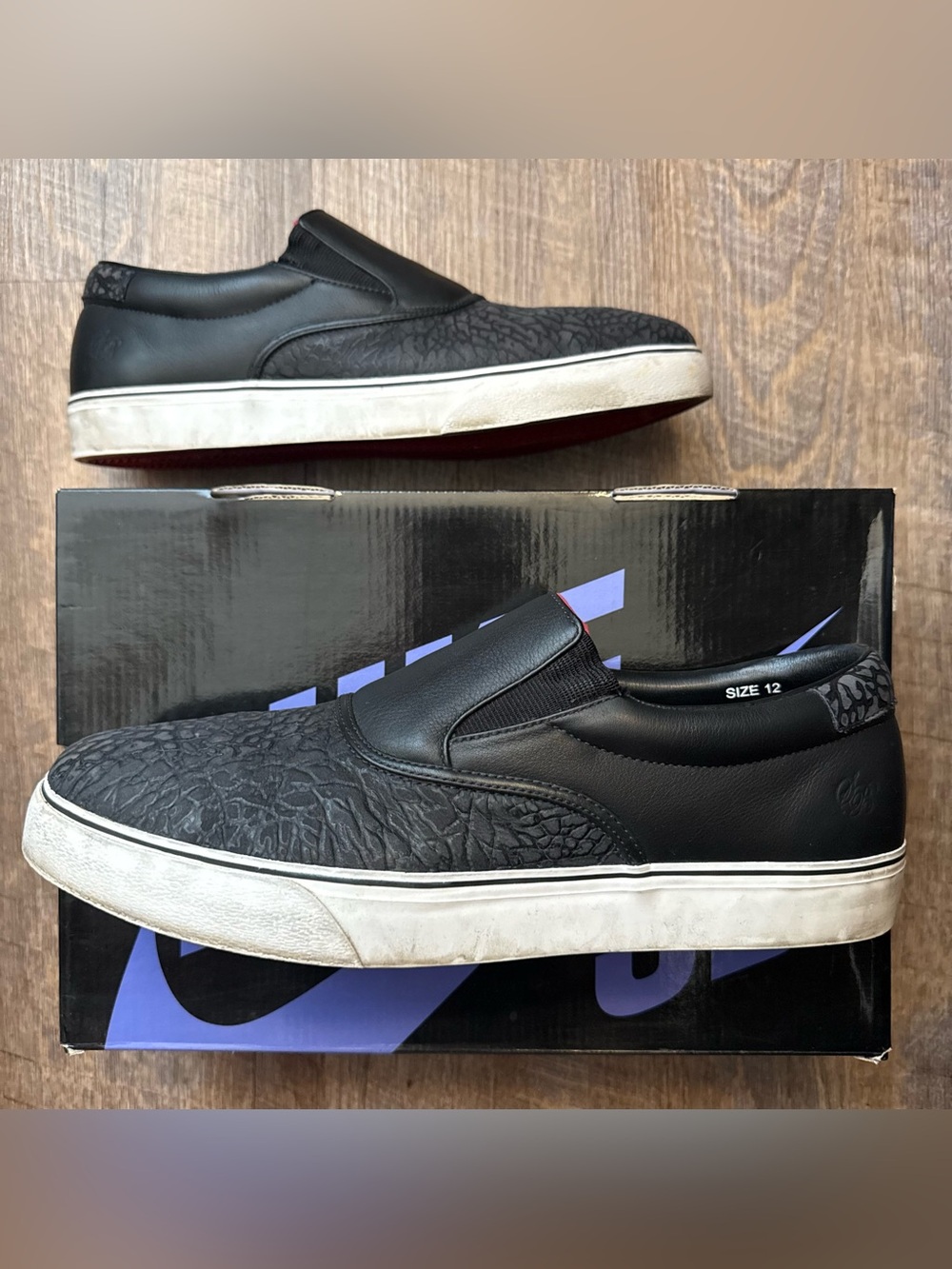 Nike SB Zoom Air Verona Premium Elephant Print Charcoal Black Red Slip On